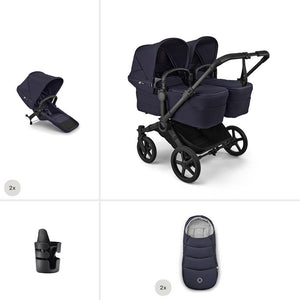 Bugaboo Donkey 6 Twin Essential Stroller Bundle-Stroller Bundles-Deep Indigo- | Natural Baby Shower