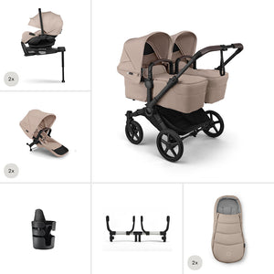 Bugaboo Donkey 6 Twin Ultimate Newborn Bundle-Travel Systems-Desert Taupe- | Natural Baby Shower
