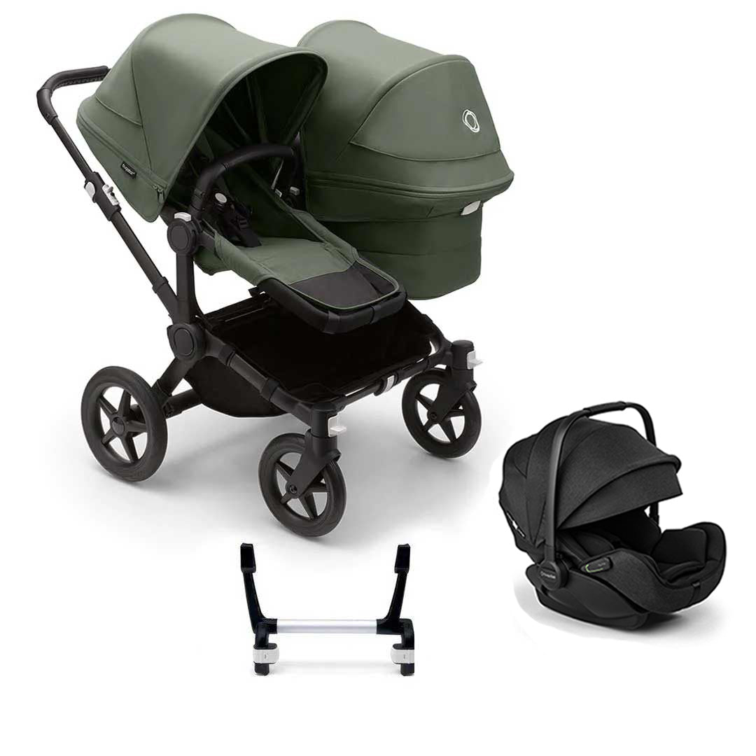 Bugaboo Donkey 5 Duo Complete + Otter Travel System-Travel Systems-Forest Green-No Base | Natural Baby Shower
