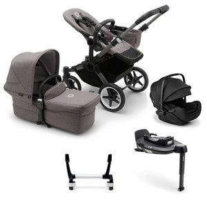 Bugaboo Donkey 5 Mono Complete + Otter Travel System-Travel Systems-Grey Melange-1x Base | Natural Baby Shower