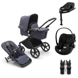 Bugaboo Fox Cub + Cloud G Travel System-Travel Systems-Stormy Blue-With Base | Natural Baby Shower
