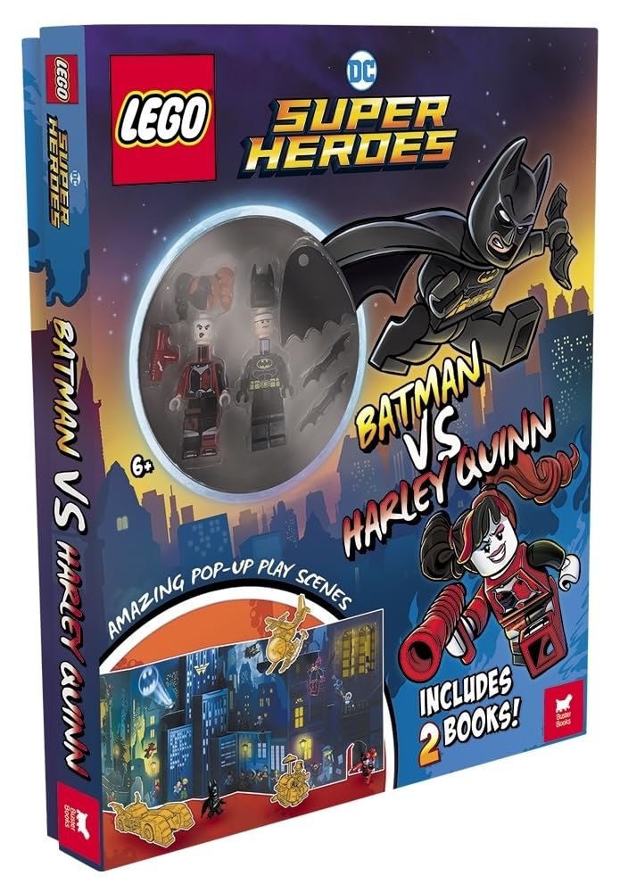 Buster Books - LEGO® DC Superhéroes™: Batman contra Harley Quinn Libro de Actividades e Historia en Inglés con Figura de Juguete