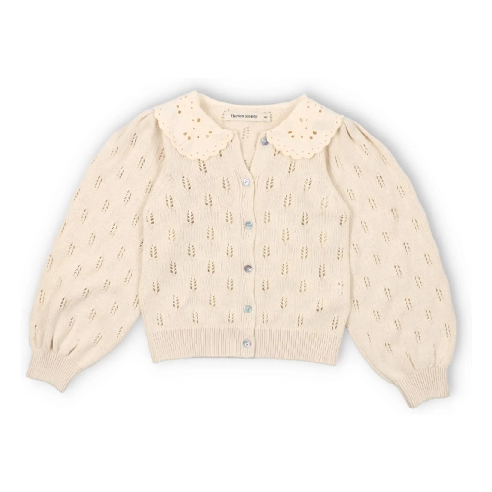 the new society - Marina Lochmuster Strickjacke Bio-Baumwolle | Beige