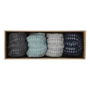 GOBABYGO - Combo Box 4 Rutschfeste Bambussocken | Blau