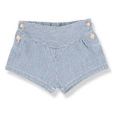 1+ in the family - Denim Deia Gestreifte Bio-Baumwollshorts | Hellblau