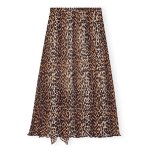 Ganni - Geri Dönüştürülmüş Elyaf Georgette Etek | Leopar