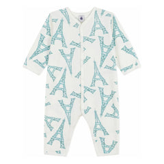 Petit Bateau - Paçasız Pijama İyi Uyuyun Eyfel Kulesi | Beyaz