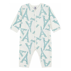 Petit Bateau - Paçasız Pijama İyi Uyuyun Eyfel Kulesi | Beyaz