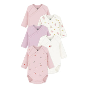 Petit Bateau - 5'li Organik Pamuk Çiçekli Body Seti | Pembe