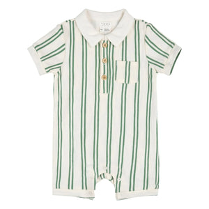 Petit Lem - Striped Organic Cotton Terry Jumpsuit | Green