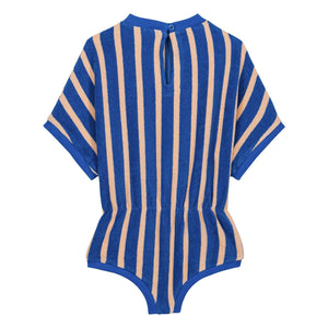 We Are Kids - Romy Striped Organic Cotton Towel Romper | Blue