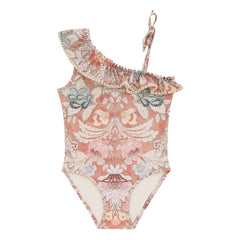 Zimmermann - Daylight Floral Asymmetric Swimsuit | Dusty Pink