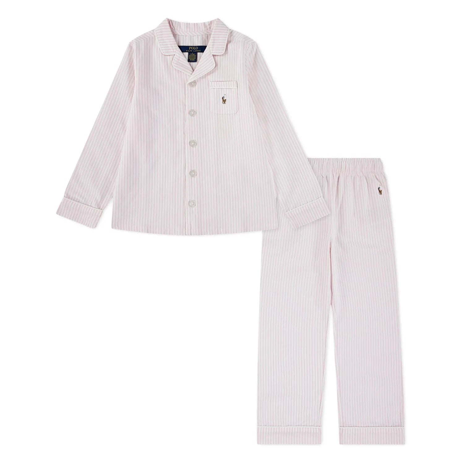 Ralph Lauren - Çizgili Logolu Gömlek ve Pantolon Pijama | Pembe