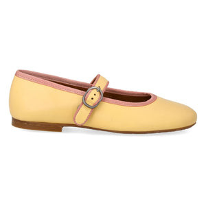 Angulus - Mary Jane Ballerinas mit Kontrastlinie | Hellgelb