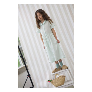 Lililotte - Gestreiftes rosa Midikleid Bio-Baumwolle | Mintgrün