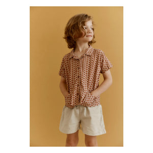 Caramel – Geometrisches Bambushemd | Ziegelrot