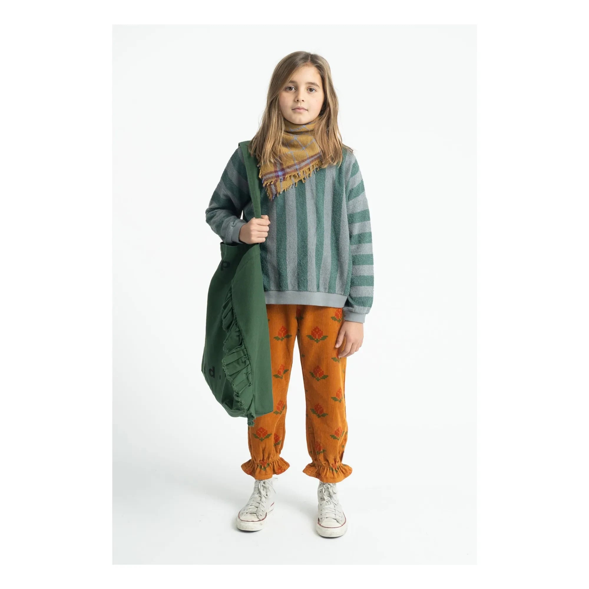 Piupiuchick - Hose aus Bio-Baumwolle mit Ringelblumen-Muster | Camel