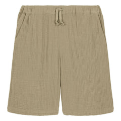 Studio Bohème - Basile Waffle Bermuda Organic Cotton Gauze Cloth | Khaki