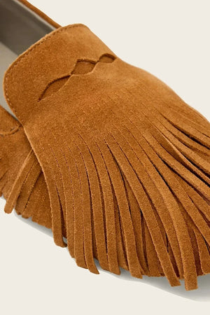AllSaints kadın süet mokasen Sandy Fringe Loafer