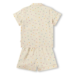 Molo - Lexi Hearts Organic Cotton Short Pajamas | Ecru