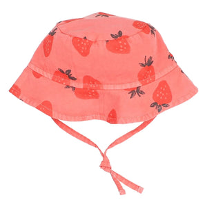 Búho - Strawberry Printed Organic Cotton Baby Hat | Light Red