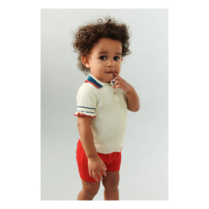 FUB - Polo Pointelle Thin Organic Cotton Knit | Ecru