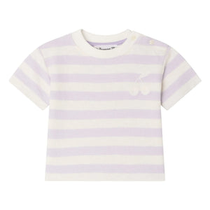 Bonpoint - Cai Cerise Gestreiftes T-Shirt | Ecru