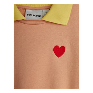 Mini Rodini - Organik pamuk kalp yaka sweatshirt | Açık Pembe