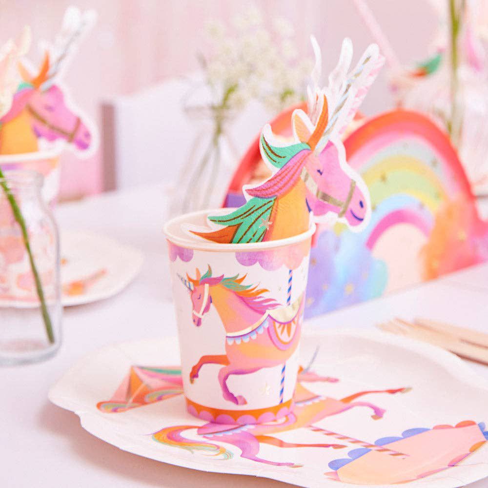Party Pieces - Unicorn 8li Parti Karton Bardakları-Dinossi