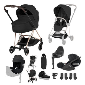 Cybex Mios Ultimate Birth & Beyond Bundle - Style Collection-Travel Systems-Sepia Black-Rose Gold | Natural Baby Shower