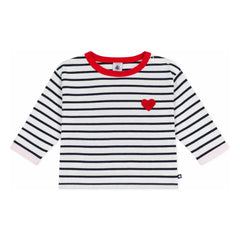 Petit Bateau - Gestreiftes Herz-T-Shirt | Weiß