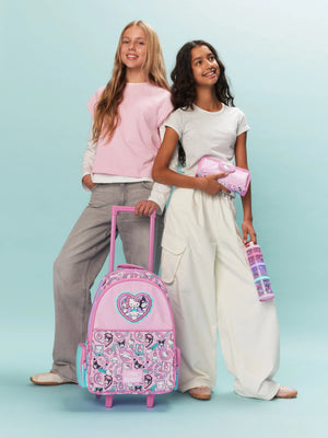 Smiggle - Hello Kitty ve Arkadaşları Işıklı Tekerlekli Sırt ve Çekçekli Çanta