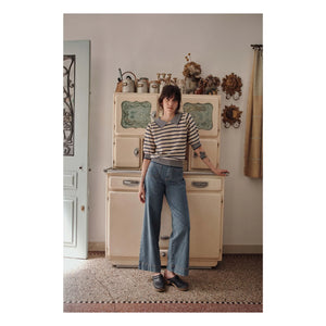 Emile et Ida - Organic cotton openwork striped sweater | Navy Blue