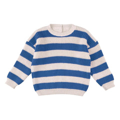 THE LiTTLE POETS - Gastão Gestreifter Pullover aus Bio-Baumwolle | Königsblau
