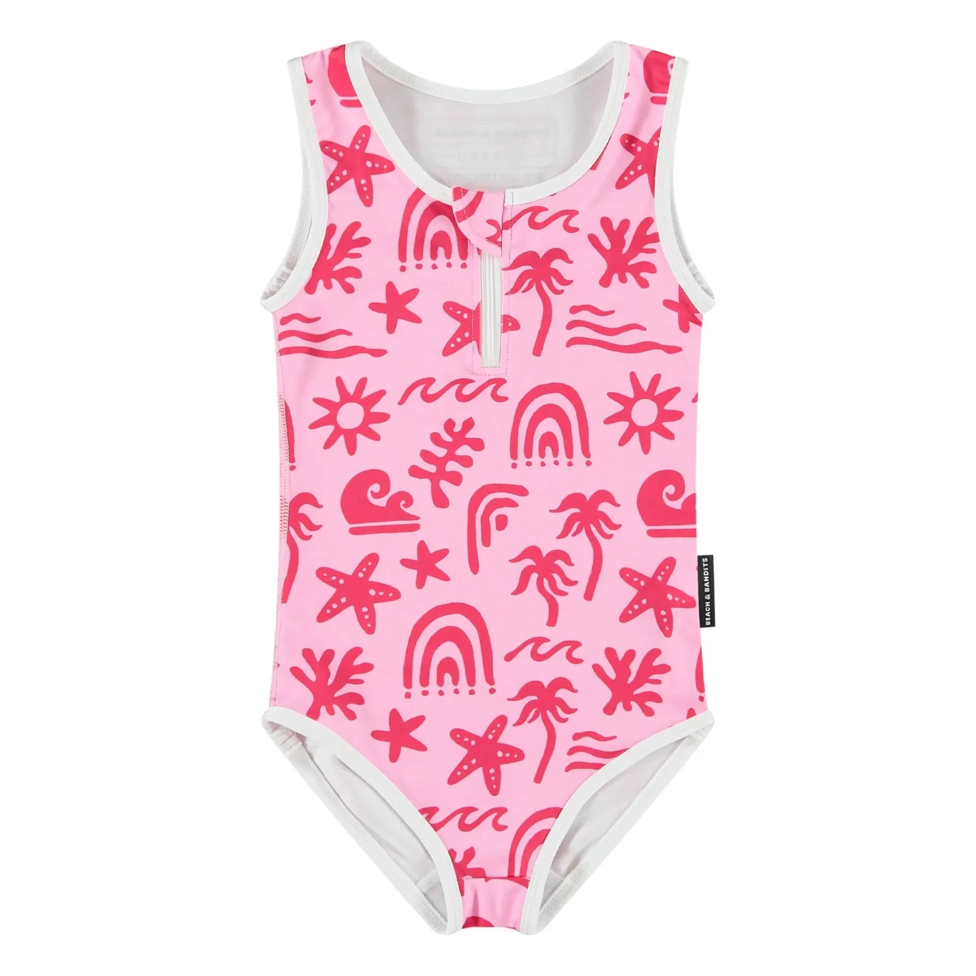 Beach & Bandits - Tropical Vibe Recycled Fiber UV Protective One-Piece Swimsuit | Pink