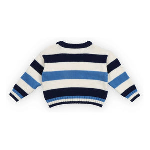 the new society - Celosia Gestreifter Baby-Pullover | Blau