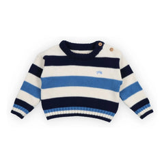 the new society - Celosia Gestreifter Baby-Pullover | Blau