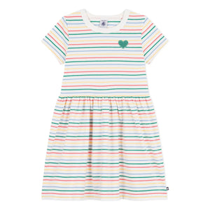 Petit Bateau – Gestreiftes Kleid | Weiß