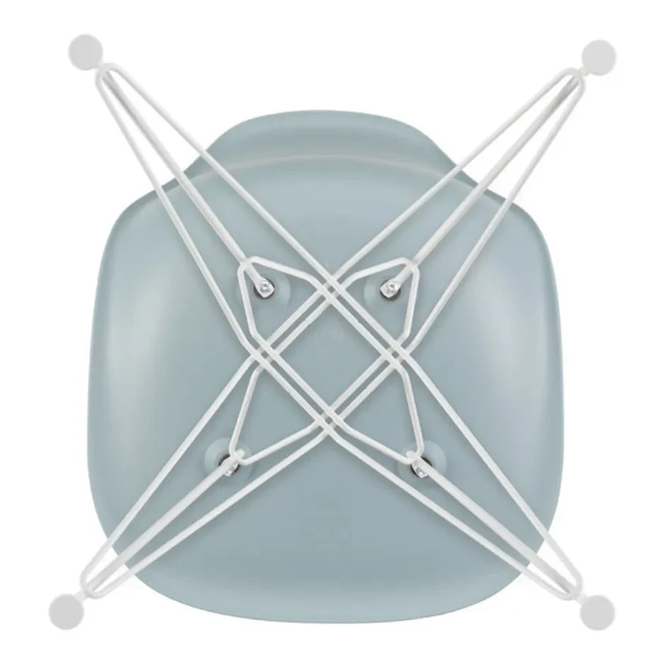 Vitra - DSR Plastik sandalye - beyaz epoksi çerçeve - Charles & Ray Eames | Mavimsi gri