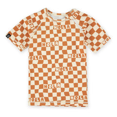 Beach & Bandits - Kariertes Hola UV-Schutz-T-Shirt Recycelte Fasern | Elfenbein