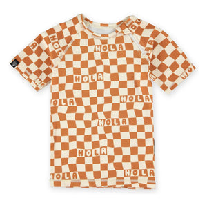 Beach & Bandits - Kariertes Hola UV-Schutz-T-Shirt Recycelte Fasern | Elfenbein