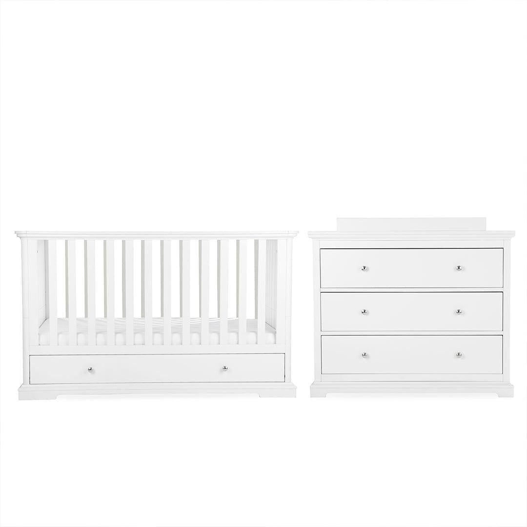 CuddleCo Beaumont 2pc Set - Low Cot Bed - White-Nursery Sets-White- | Natural Baby Shower