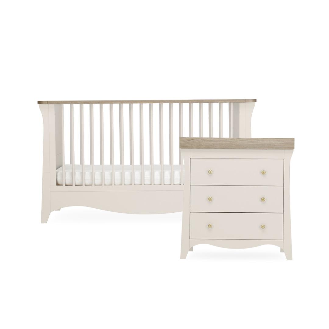 CuddleCo Clara 2 Piece Set 3-Drawer Dresser + Cot Bed - Cashmere-Nursery Sets-Cashmere-No Mattress | Natural Baby Shower