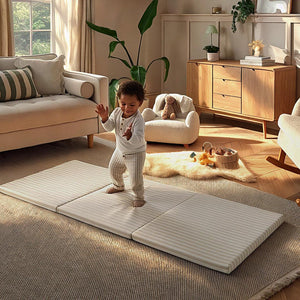 CuddleCo Tumble Play Mat 180 x 75cm - Cookie Stripe-Play Mats-Cookie Stripe- | Natural Baby Shower