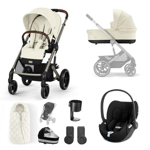 CYBEX Balios S Lux + Cloud G Travel System-Travel Systems-Seashell Beige-SNOGGA Footmuff | Natural Baby Shower