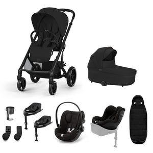 CYBEX Balios S Lux Newborn to Toddler Ultimate Bundle-Travel Systems-Moon Black-2 X Base G | Natural Baby Shower