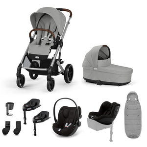 CYBEX Balios S Lux Newborn to Toddler Ultimate Bundle-Travel Systems-Stone Grey-2 X Base G | Natural Baby Shower