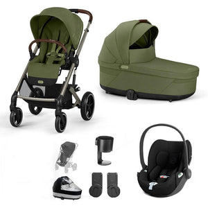 CYBEX Balios S Lux + Cloud T Travel System-Travel Systems-Moss Green-No Base | Natural Baby Shower