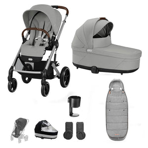 CYBEX Balios S Lux Essential Pushchair Bundle-Stroller Bundles-Stone Grey-Gold Footmuff | Natural Baby Shower