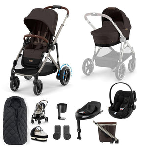 CYBEX e-Gazelle S + Cloud G Travel System-Travel Systems-Almond Beige-No Base | Natural Baby Shower